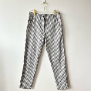 AYRTIGHT White/Black Houndstooth Plaid Mid-Rise Trousers